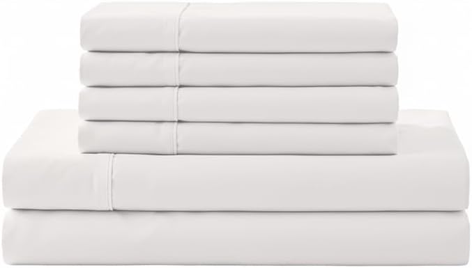 Linen Home 100% Cotton Percale Sheet Set, Full Size, Snow White, Deep Pocket by LINENHOME