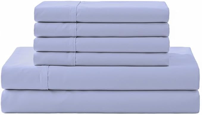 Linen Home 100% Cotton Percale Sheet Set, Queen Size, Baby Blue, Deep Pocket by LINENHOME