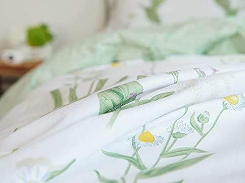 FADFAY Green Leaves Duvet Cover Set Premium 100% Cotton Daisy and Lavender - Image 6
