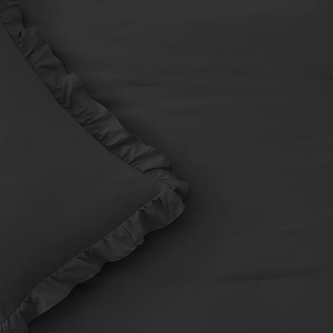 FUANNA King Size Comforter Set Black, 3 Pieces Ruffle King Bedding Set - Image 8