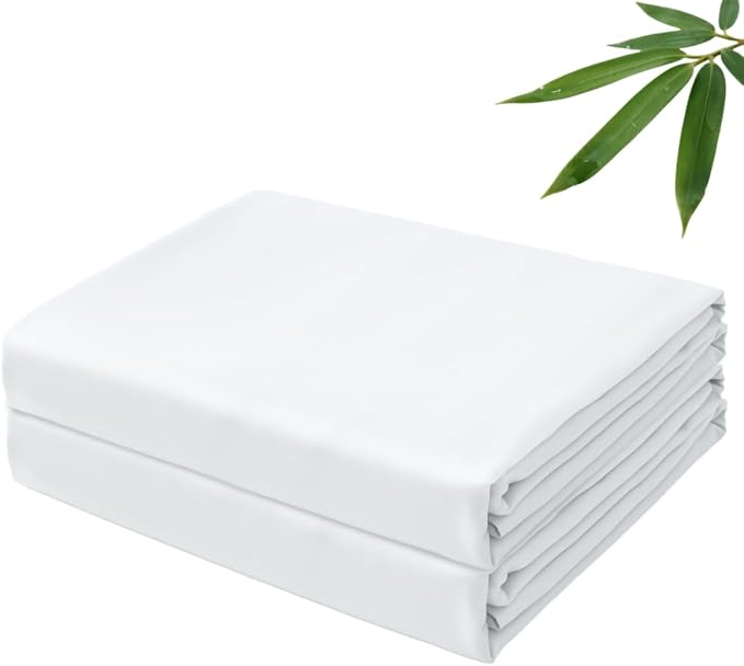 Bamboo Viscose Flat Sheets Only, 400 Thread Count Sateen Weave TwinXL Size Flat by ZaizaiHome
