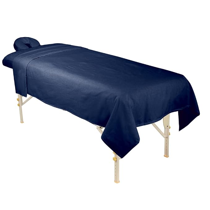 ForPro Premium Flannel 3-Piece Massage Sheet Set, Ocean Blue - Image 3