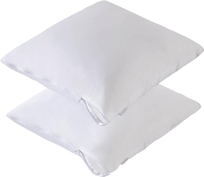 Feather Proof Pillow Protectors 22x22 Pack of 2 Waterproof Soft Bamboo Viscose by Kingnex