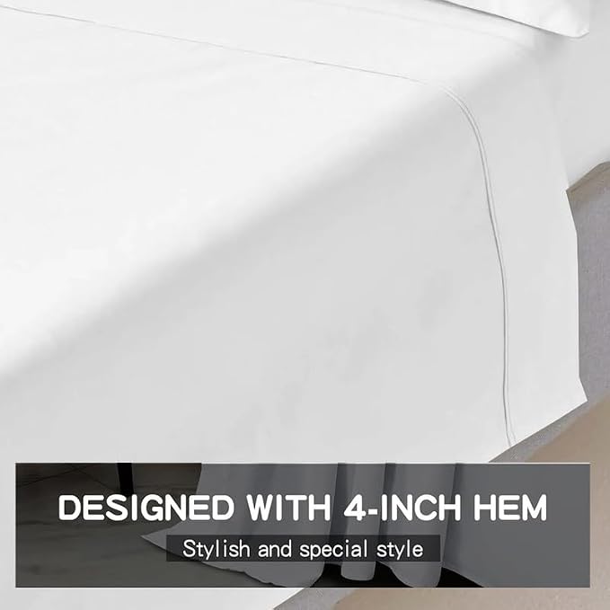 Mattress-Homes King Flat Sheet Only 100% Egyptian Cotton Top Sheet 1 Piece – - Image 4
