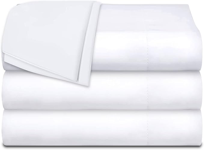 White Classic Twin Flat Sheets 3 Pack, 200 Thread Count Hospital Bed Sheets by WhiteClassic