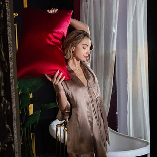 Red Silk Pillow Cases for Hair and Skin Made in USA, 100% Mulberry Silk - Image 2