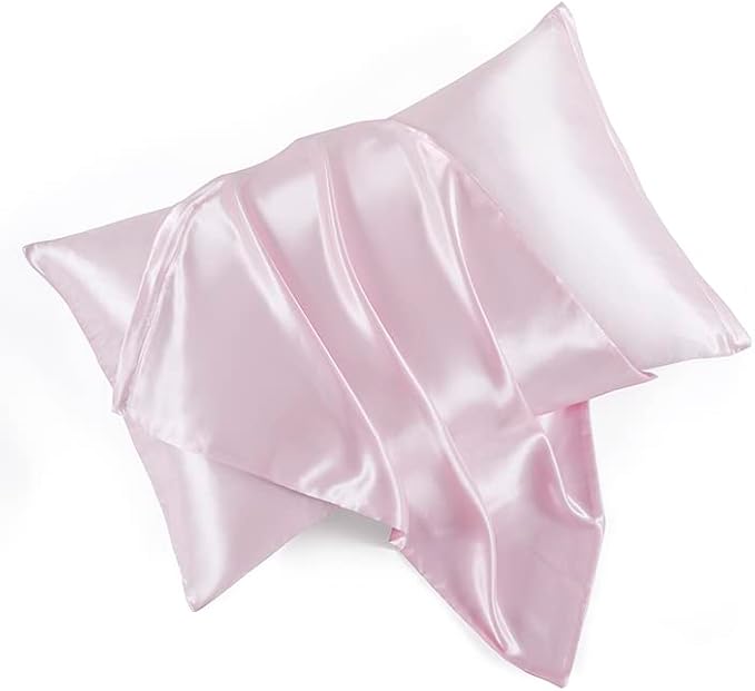 Satin Pillowcases with Zipper （20x26）, Standard Size Pillowcases Set of 2 by HommxJF