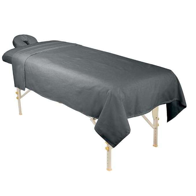 ForPro Premium Flannel 3-Piece Massage Sheet Set, Cool Grey, Stain and - Image 3