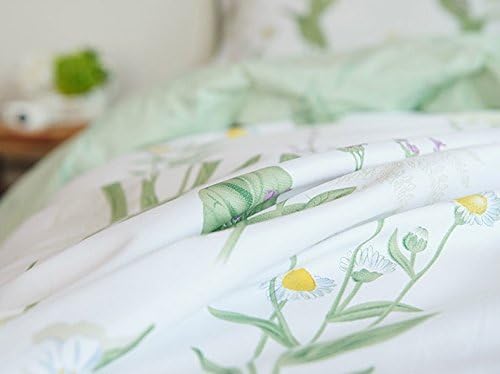 FADFAY Duvet Cover Set Queen Shabby Green Daisy and Lavender Flowers 100% Cotton - Image 7
