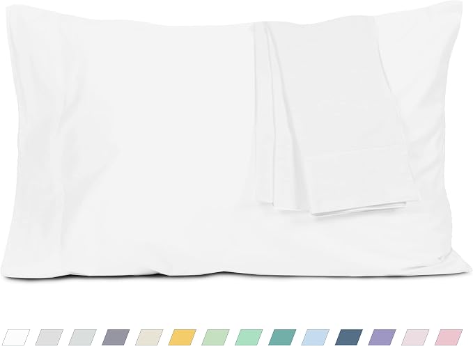Pillow Cases, King Size Cotton Percale Weave Pillowcases, Pre-Shrunk Breathable by HOMTEC