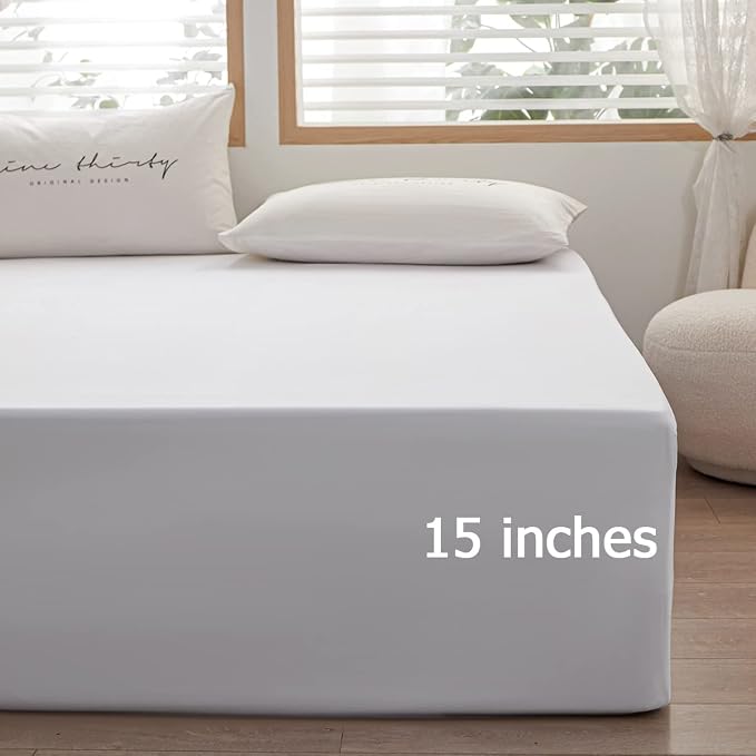 Bedding Queen Size Fitted Sheet Only- Bottom Matress Fitted Sheet-Fits 15inches - Image 6