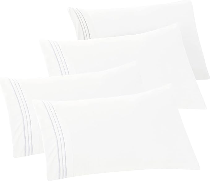 Elegant Comfort 4-PACK Solid Pillowcases 1500 Premium Hotel Quality Microfiber by ELEGANTCOMFORT