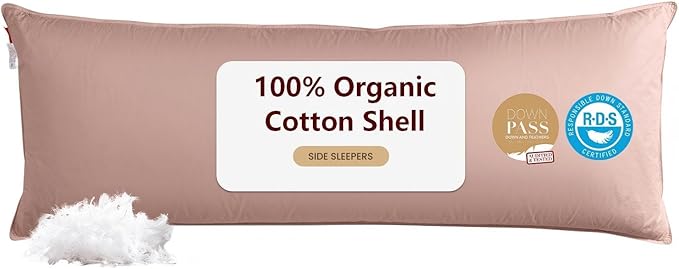 Goose Down Body Pillows for Adults, Large Body Pillow for Side Sleeper by Bildenly