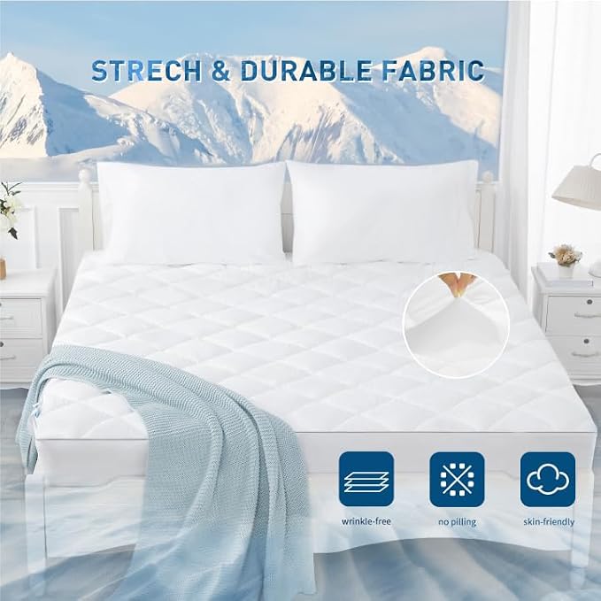 Sunflower Cooling Quilted Full Mattress Protector, Mattress Pad Chill Soft - Image 4