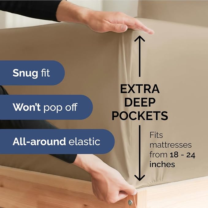 Extra Deep King 400 Thread Count Cotton Fitted Sheet - Image 2