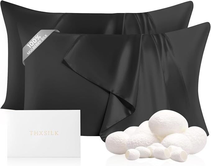 THXSILK Set of 2 Mulberry Silk Pillowcases by THXSILK