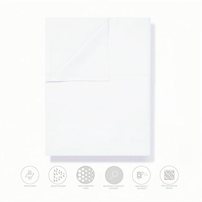 Twin Size Flat Sheet Only, Soft 300 Thread Count 100% Cotton Flat Sheets - Image 3