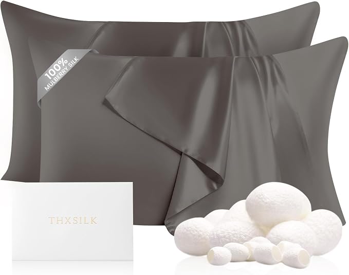 THXSILK Set of 2 Silk Pillowcases by THXSILK