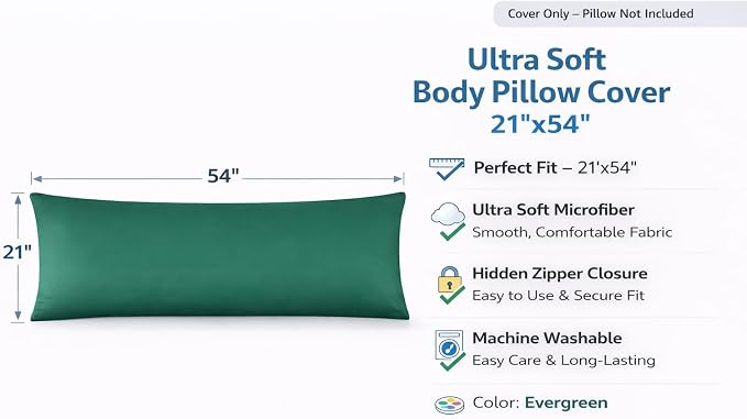 Evolive Ultra Soft Microfiber Body Pillow Cover/Pillowcases 21"x54" - Image 2