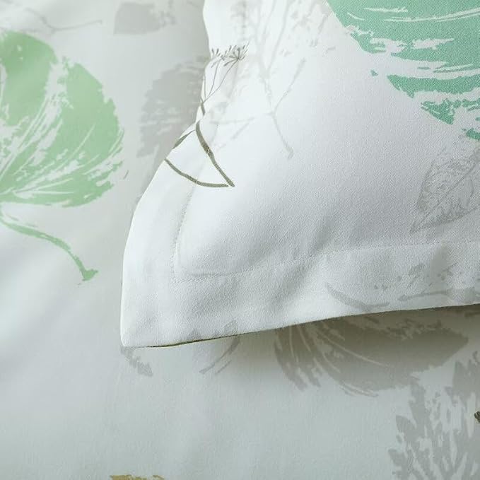 OAITE Duvet Cover King Size, Reversible Fallen Leaves Green Duvet Cover Set - Image 4