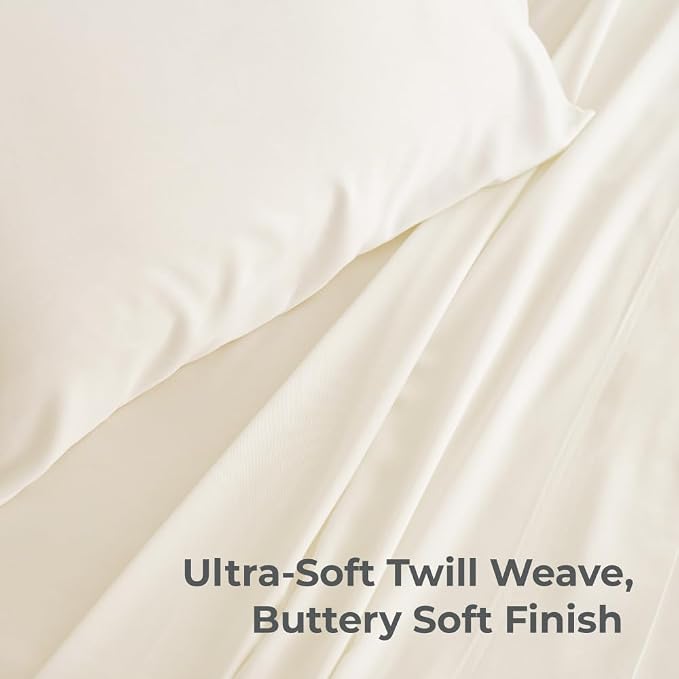 Cariloha Classic 2-Piece Twill Pillowcase Set | Ivory | Standard | Viscose - Image 2