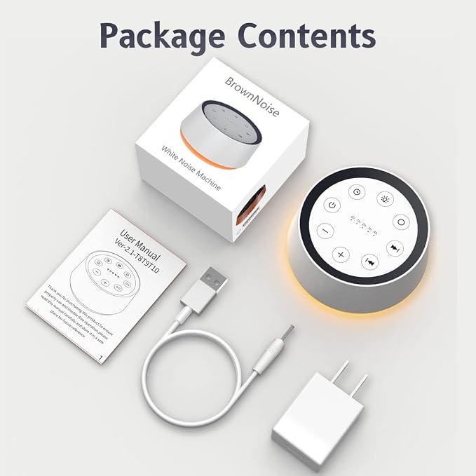 Brown Noise Sound Machine with 30 Soothing Sounds 12 Colors Night Light White - Image 7