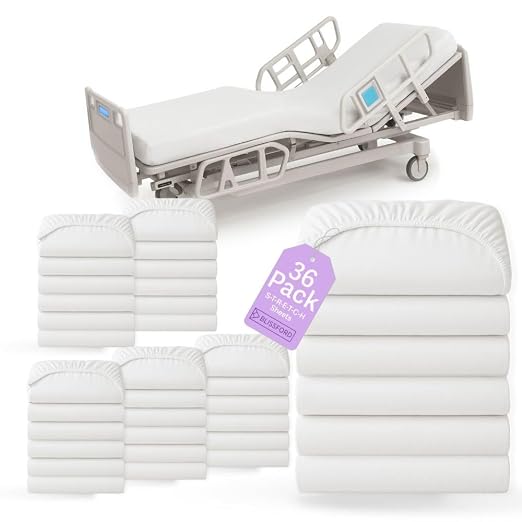 BLISSFORD - 36 Pack Fitted Hospital Bed Sheets by BLISSFORD