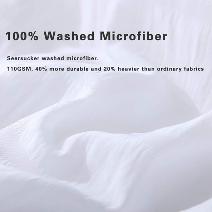AveLom White Duvet Cover Queen， 3 Pieces Stripe Zipper Closure Corner Ties Soft - Image 4