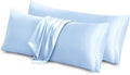 Aormenzy Satin Body Pillow Cover Set of 2, 20x54 Inches Baby Blue Body Pillow by Aormenzy