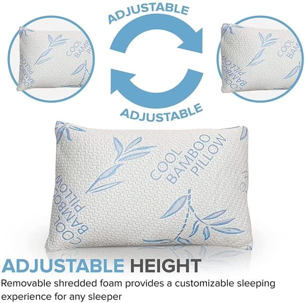 2 Pack King Size Pillows for Sleeping, Cooling Shredded Memory Foam Adjustable - Image 4