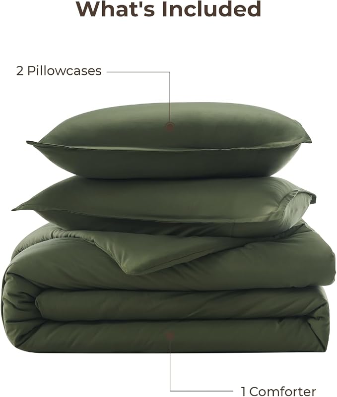 Litanika Twin XL Comforter Set Dark Olive Green, 2 Pieces Extra Long Dorm - Image 7