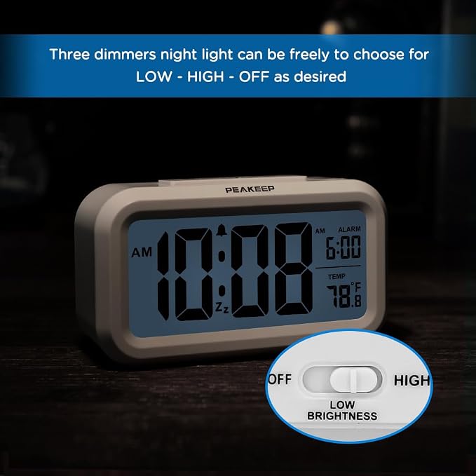 Peakeep Night Light Digital Alarm Clock Battery Operated - Image 6