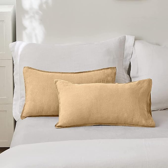 Simple&Opulence 100% Linen Lumbar Pillow Cover 12 x 20 Inches Set of 2 - Image 5