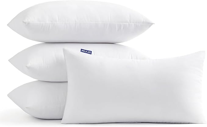 MIULEE 12x20 Inch Throw Pillow Insert Set of 4, Premium Pillow Stuffer Sham by MIULEE
