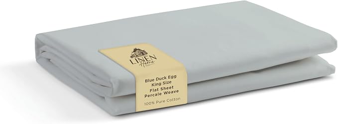 Linen Home 100% Cotton Percale 1 Flat Sheet, King Size by LINENHOME
