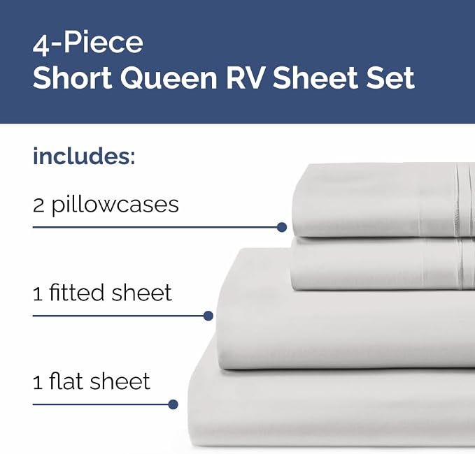 Short Queen Size 4 Piece Sheet Set - Image 2