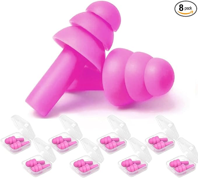Ear Plugs for Sleeping, 8 Pairs Noise Canceling Soft Reusable Silicone Earplugs by YUNHAN+HN