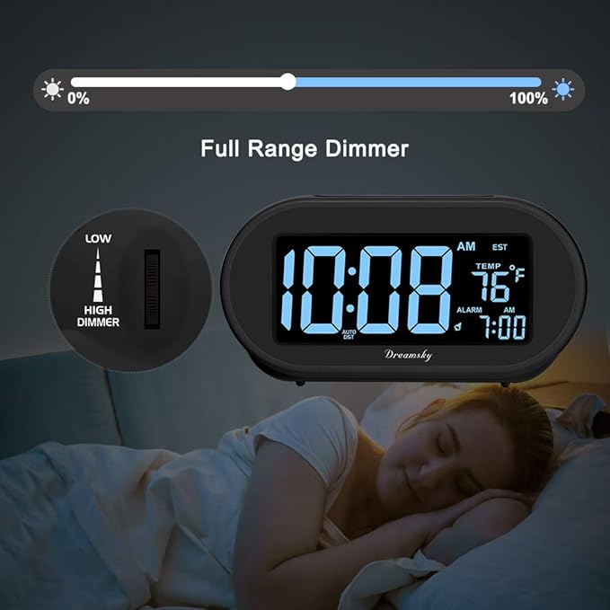 DreamSky Alarm Clocks for Bedrooms, Auto Set Digital Desk Clock for Bedside - Image 4