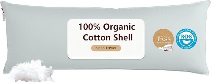 Goose Down Body Pillows for Adults, Large Body Pillow for Side Sleeper by Bildenly