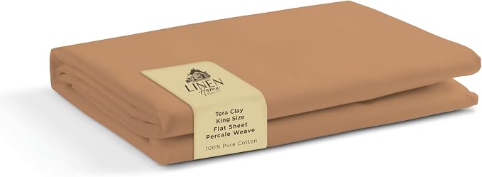 Linen Home 100% Cotton Percale 1 Flat Sheet, King Size by LINENHOME