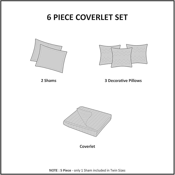 Madison Park Queen Quilt Set Lustrous Jacquard & Glitter Accent Coverlet Set - Image 5