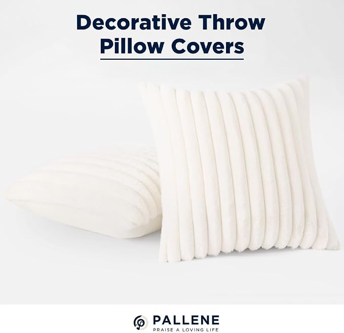 Pallene Faux Fur Plush Throw Pillow Covers 22x22 Set of 2, Luxury Soft Fluffy - Image 8