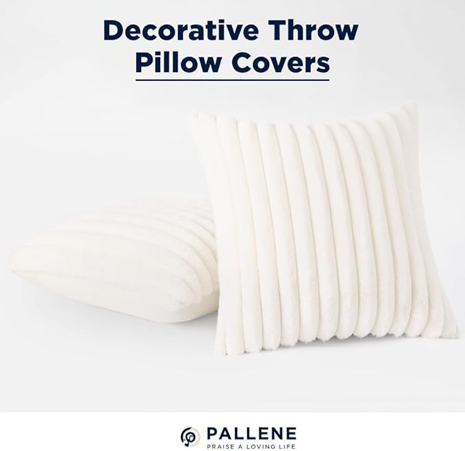 Pallene Faux Fur Plush Throw Pillow Covers 18x18 Set of 2, Luxury Soft Fluffy - Image 8
