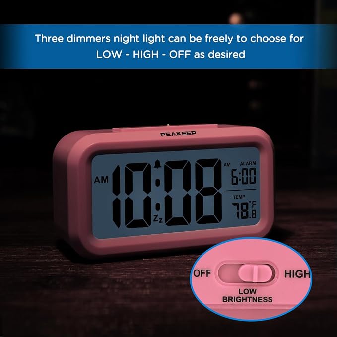 Peakeep Night Light Alarm Clock Battery Operated - Image 6