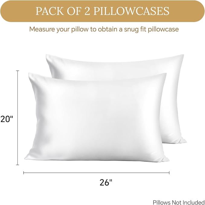 INFIIXSO Silk Pillow Cases 2 Pack Standard Size, Ultra Smooth & Soft Mulberry - Image 6