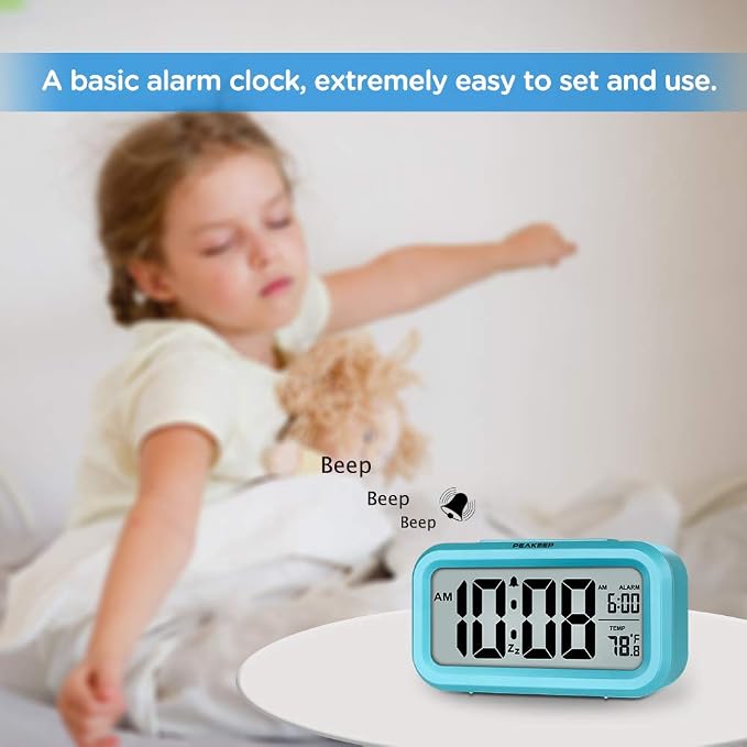 Peakeep Night Light Digital Alarm Clock Battery Operated - Image 2