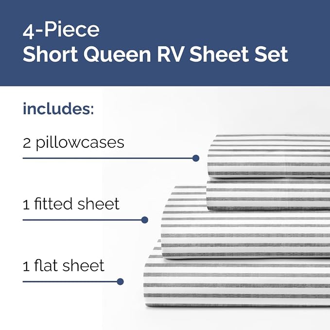 Short Queen Size 4 Piece Sheet Set - Image 2