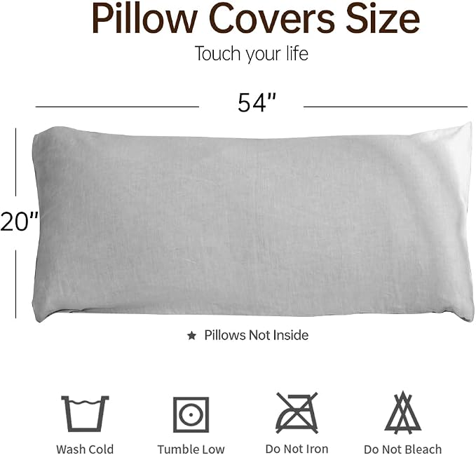 Simple&Opulence Body Pillow Cover 20" x 54", 100% Pure Linen, Ultra Soft and - Image 4
