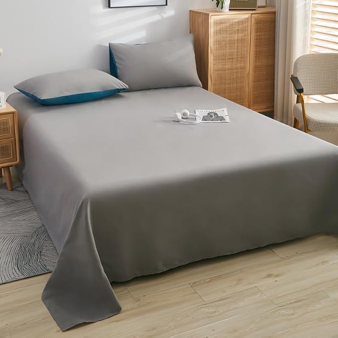 Microfiber Queen Bedding Flat Sheet, Ultra Soft and Wrinkle, Stain Resistant - Image 2