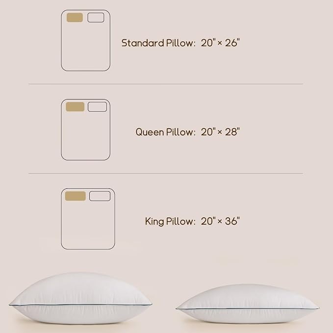 BHZ King Size Pillows Set of 4 Feather Down Hotel My King Pillows Bed Goose - Image 9